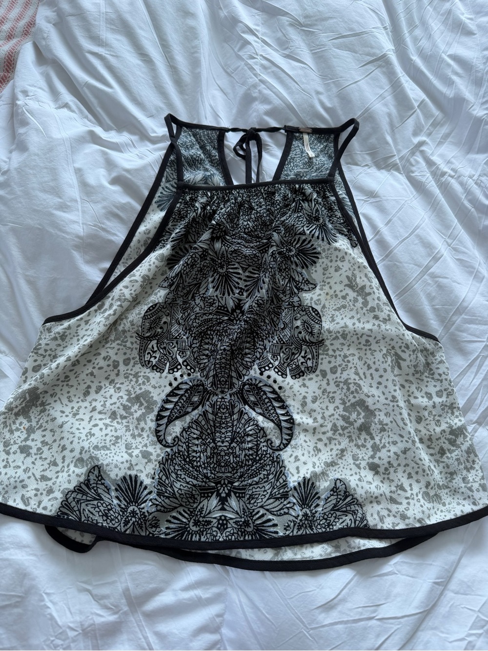 Free People Black and White Printed Halter Tank Top